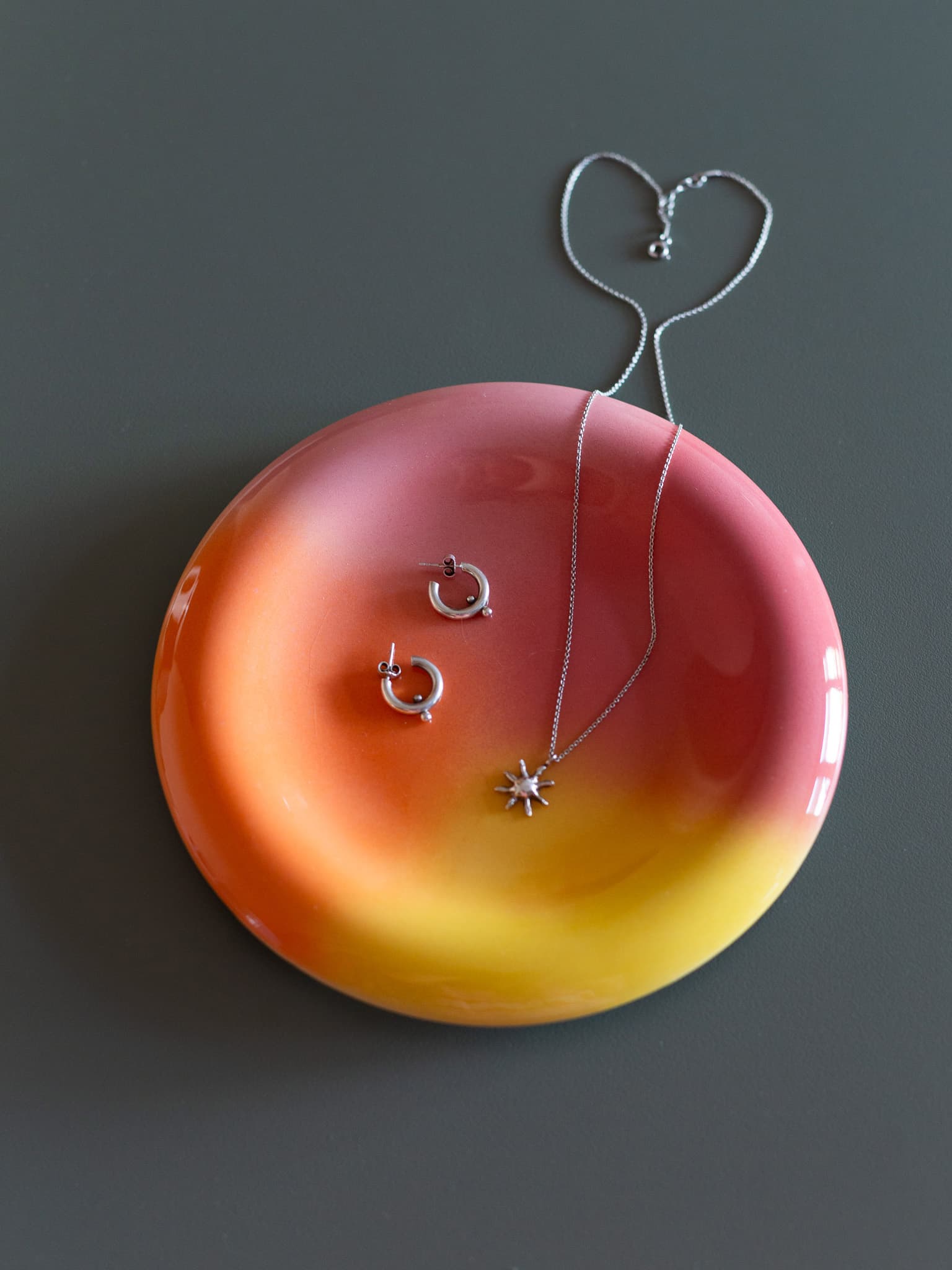 Dessert plate Belly, red orange yellow, ceramics, by A. Puławska, Tapis Atelier - 303164