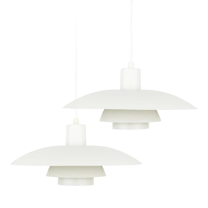 Para lamp wiszących PH 4/3, metal biały, proj. P. Henningsen, Louis Poulsen, Dania, lata 60.