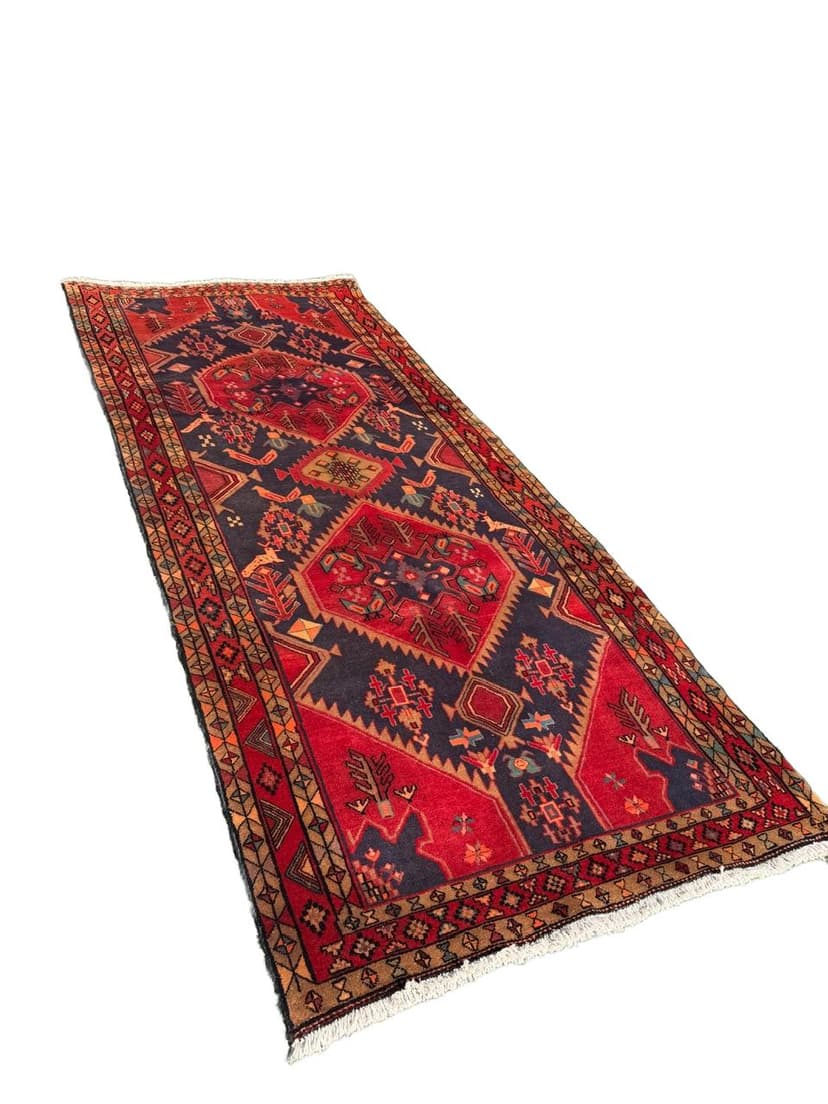 Chodnik Hamadan 325x140 cm, czerwony, wełna, Iran