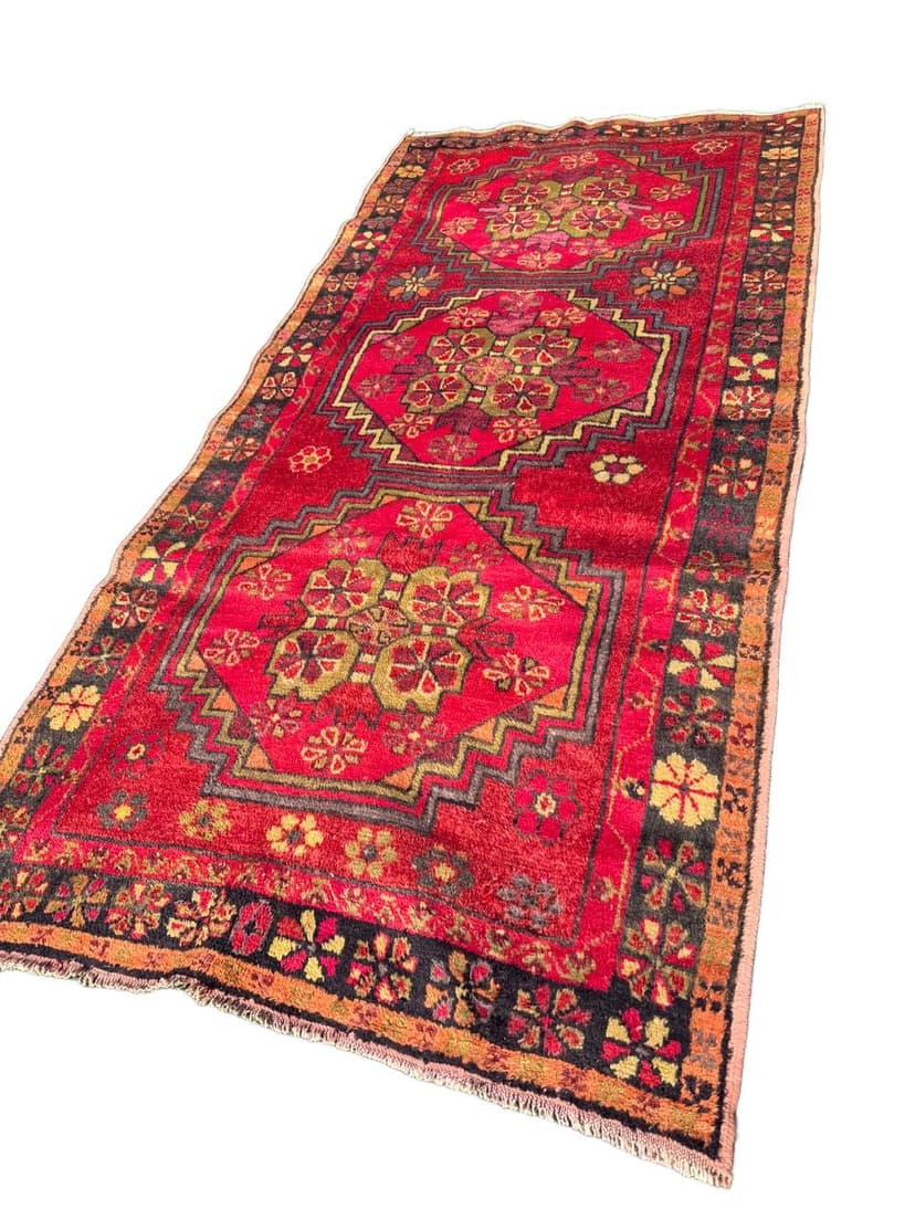 Chodnik Hamadan 290x140 cm, czerwony, wełna, Iran