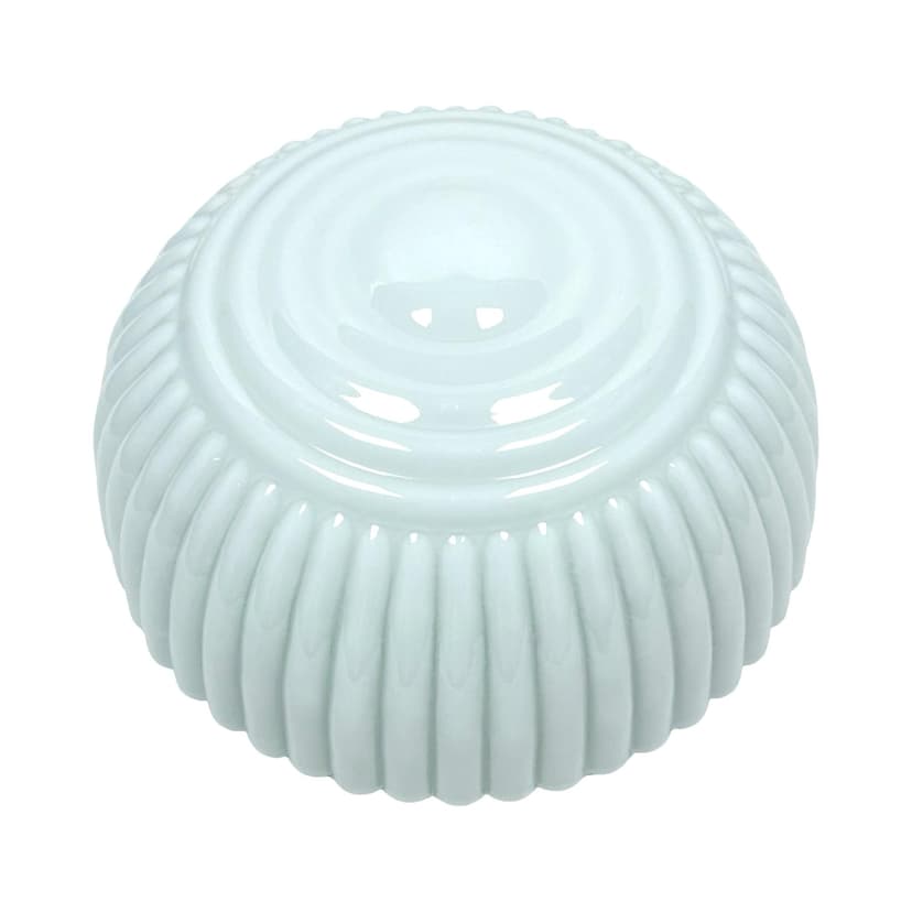 Ribbed Art Deco Flush Mount, white opaline glass, Polam Wilkasy, Poland, 1970s