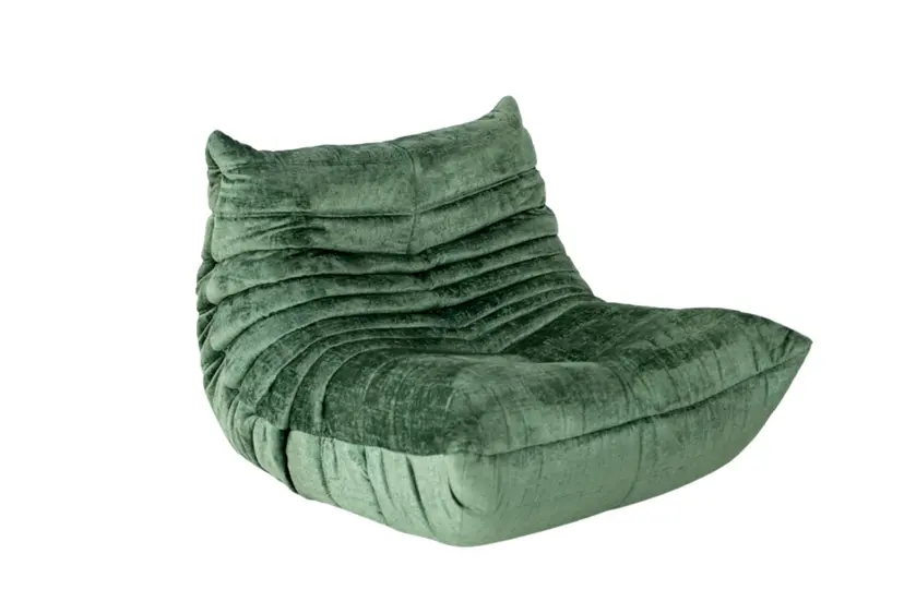 Fotel wypoczynkowy Togo, washed velvet forest green