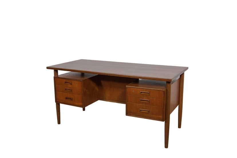 Desk, brown teak, by A. Vodder, Sibast, Denmark, 1960s.
