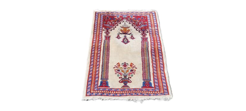 Dywan Buchara 93x63 cm, beżowy czerwony niebieski żółty, wełna bawełna, Pakistan