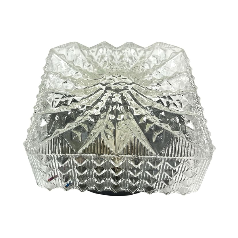Flush Mount Model 65262, transparent glass, grey metal, Hillebrand, Germany, 1970s.