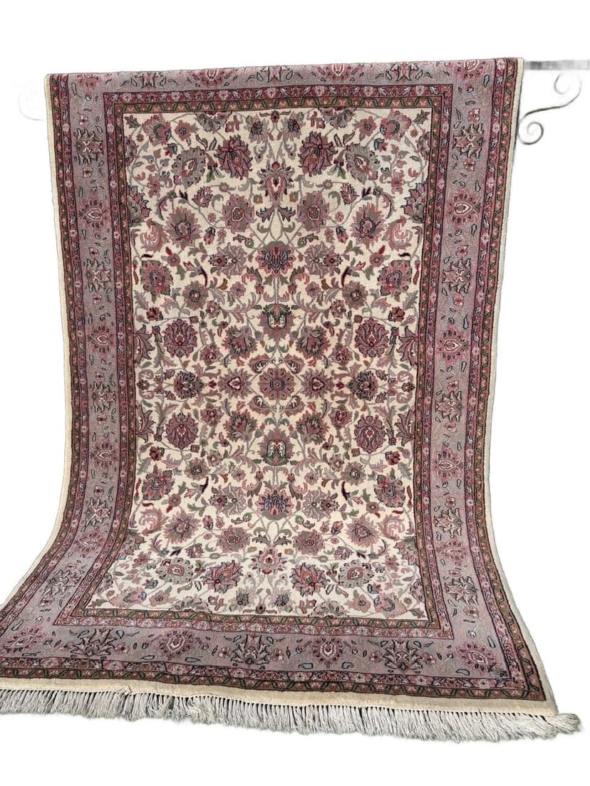 Dywan Indo Keshan, 300x190 cm, beżowy, wełna, Indie