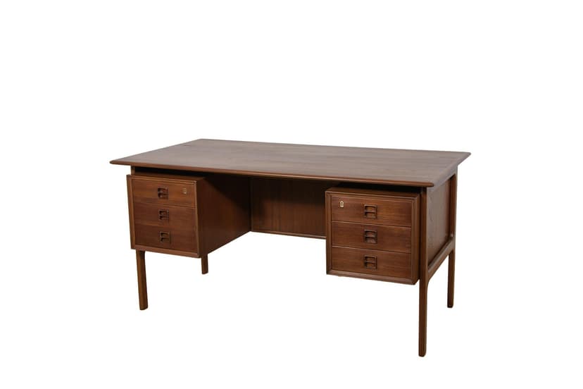 Desk, brown teak, by A. Vodder, Sibast, Denmark, 1960s.