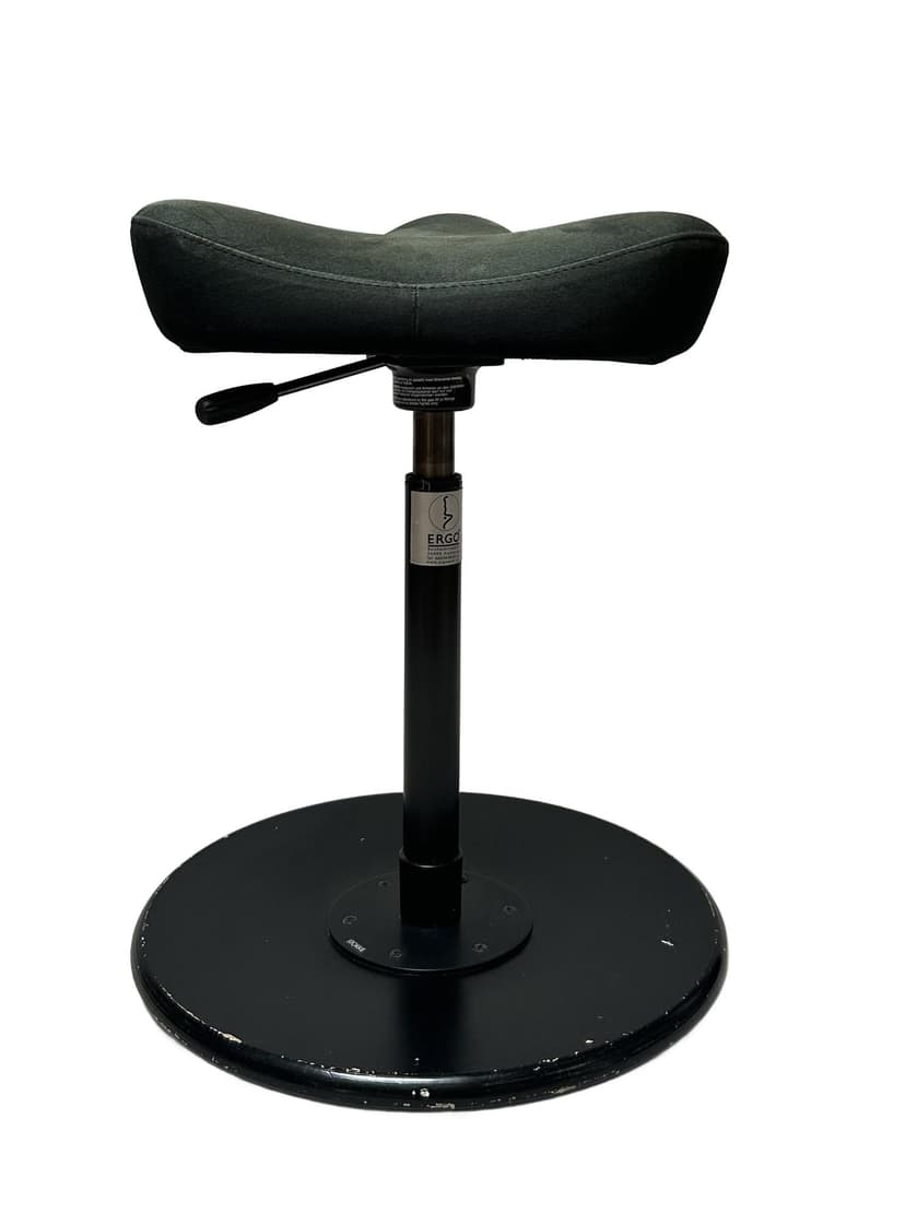 Ergonomic stool Ergo, green velvet, black metal, Stokke, 1970s.