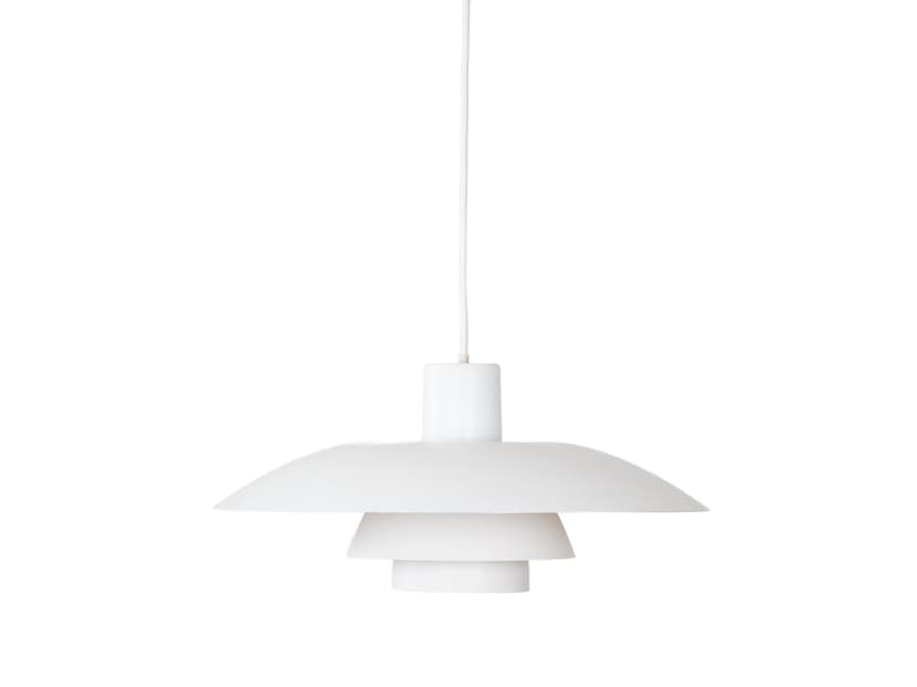 Pendant lamp PH 4/3, white aluminium, by P. Henningsen, Denmark, 1980s.