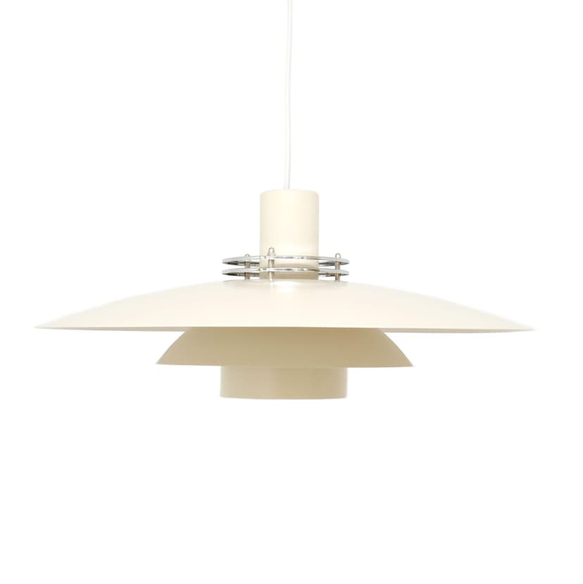 Pendant lamp Leto, beige, metal, chrome, Denmark, 1970s.