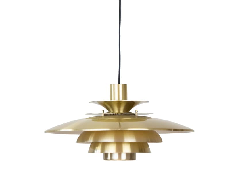 Pendant lamp Verona, gold aluminum, by K. Wiborg, Jeka, Denmark, 1980s.