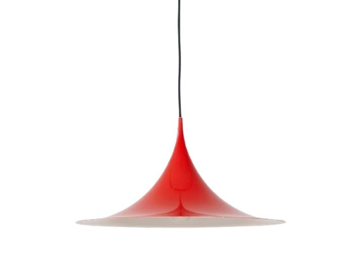 Pendant lamp Semi, red, aluminum, by C. Bonderup, T. Thorup, Fog & Mørup, Denmark, 1960s.