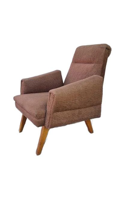 Armchair and ottoman set, brown corduroy, wood, Czechoslovakia, 1960s.