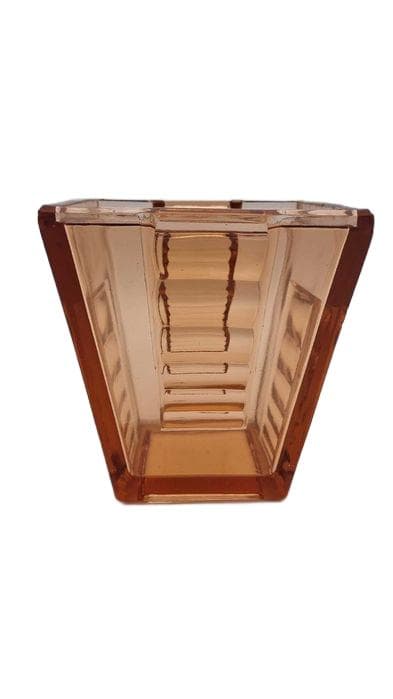 Wazon Art Deco, bursztynowo-pomarańczowy, szkło, Czechy, początek XX w.
