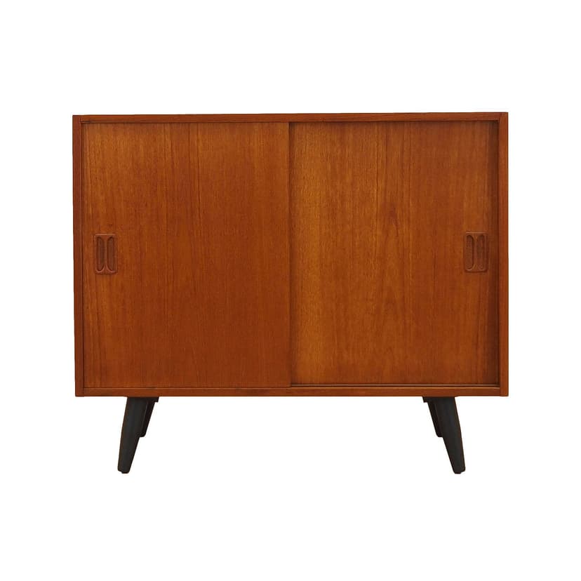 Cabinet, brown teak, black wood, Denmark, 1970s.