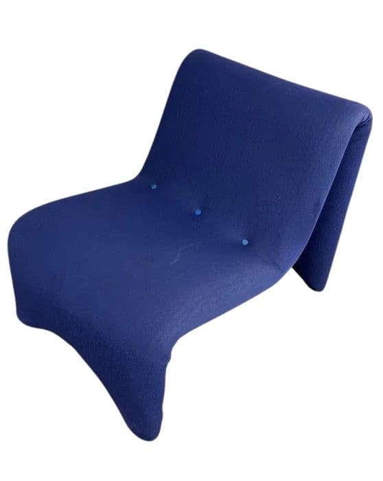 Armchair, Etienne Fermigier style, blue fabric metal, 1970s.