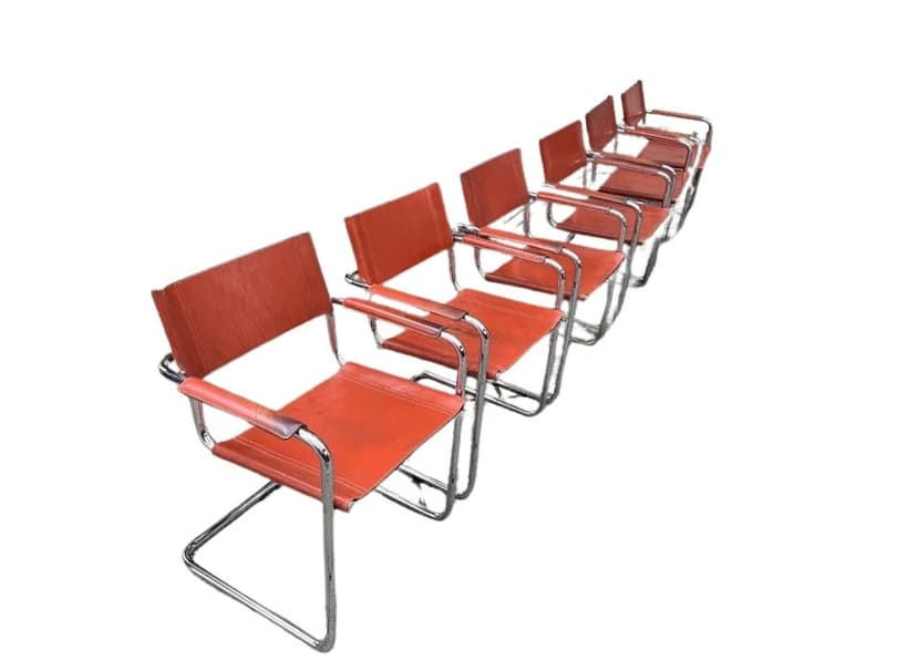 Chair MG5, Bauhaus, brown leather, chrome, by V. Magistretti, Italy, 1970s.