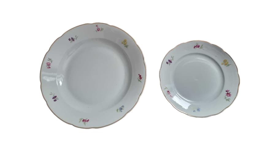 Zestaw patery i talerza, Ćmielów, biała porcelana, Polska, lata 70.