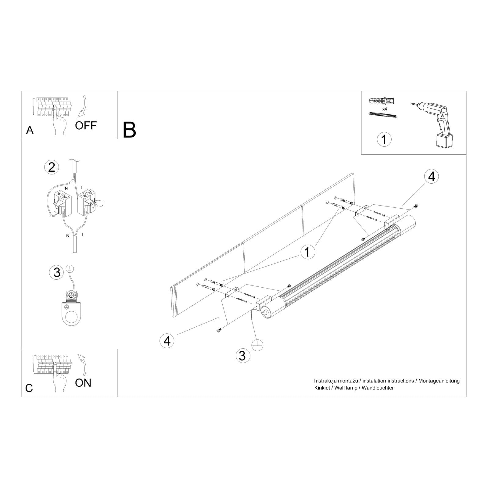 Wall lamp VALO, black, steel, Thoro - 309210