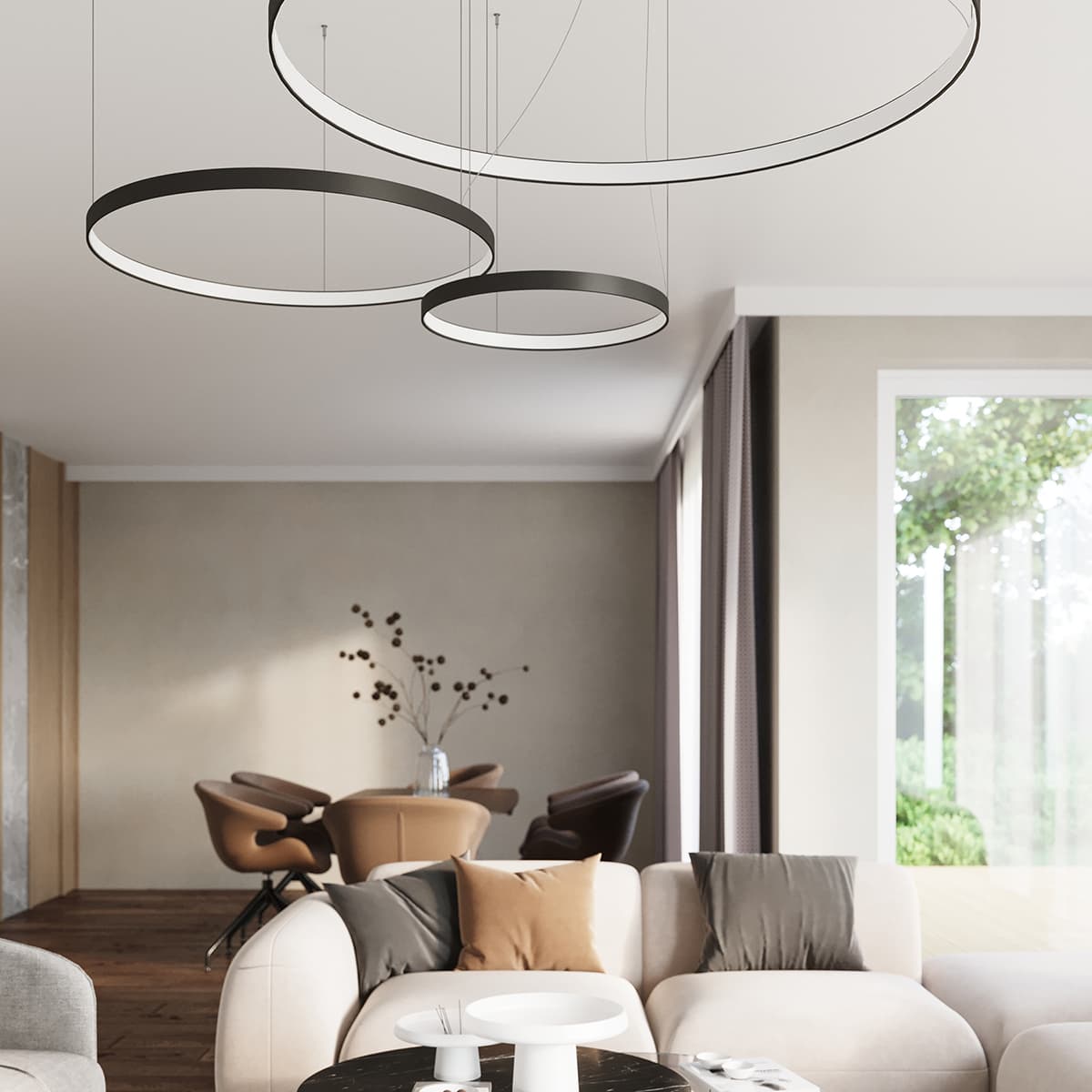 Żyrandol RIO 55 cm, czarny, Thoro - 309460
