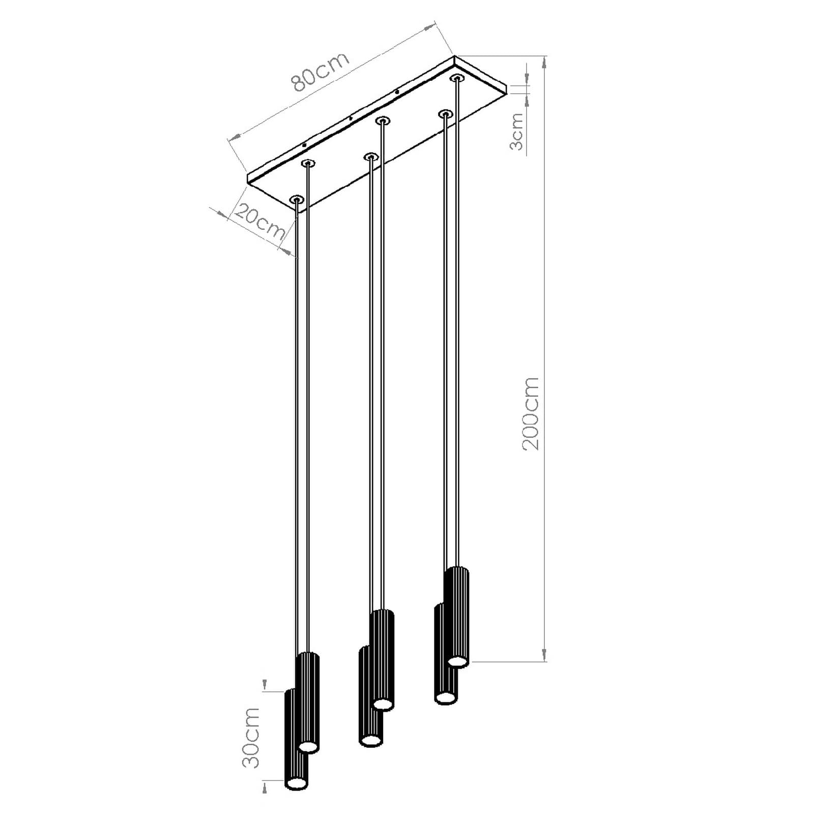 Pendant lamp IVAR 6L, burgundy, black, Thoro - 311585