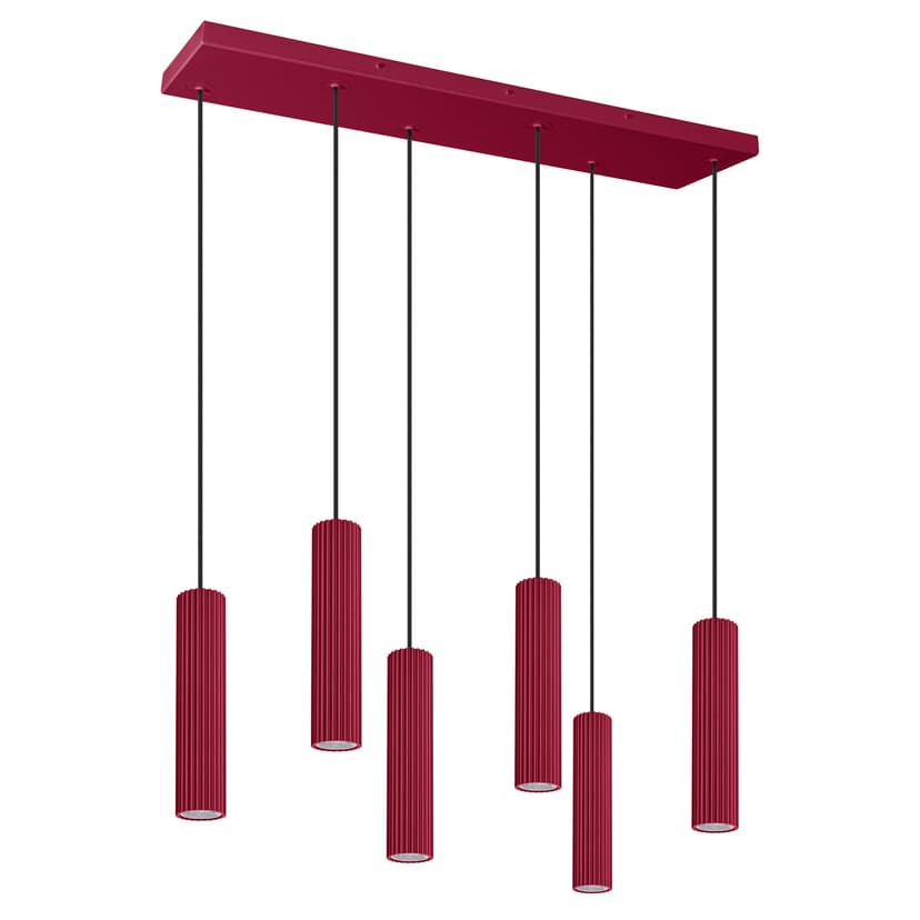 Pendant lamp IVAR 6L, burgundy, black, Thoro