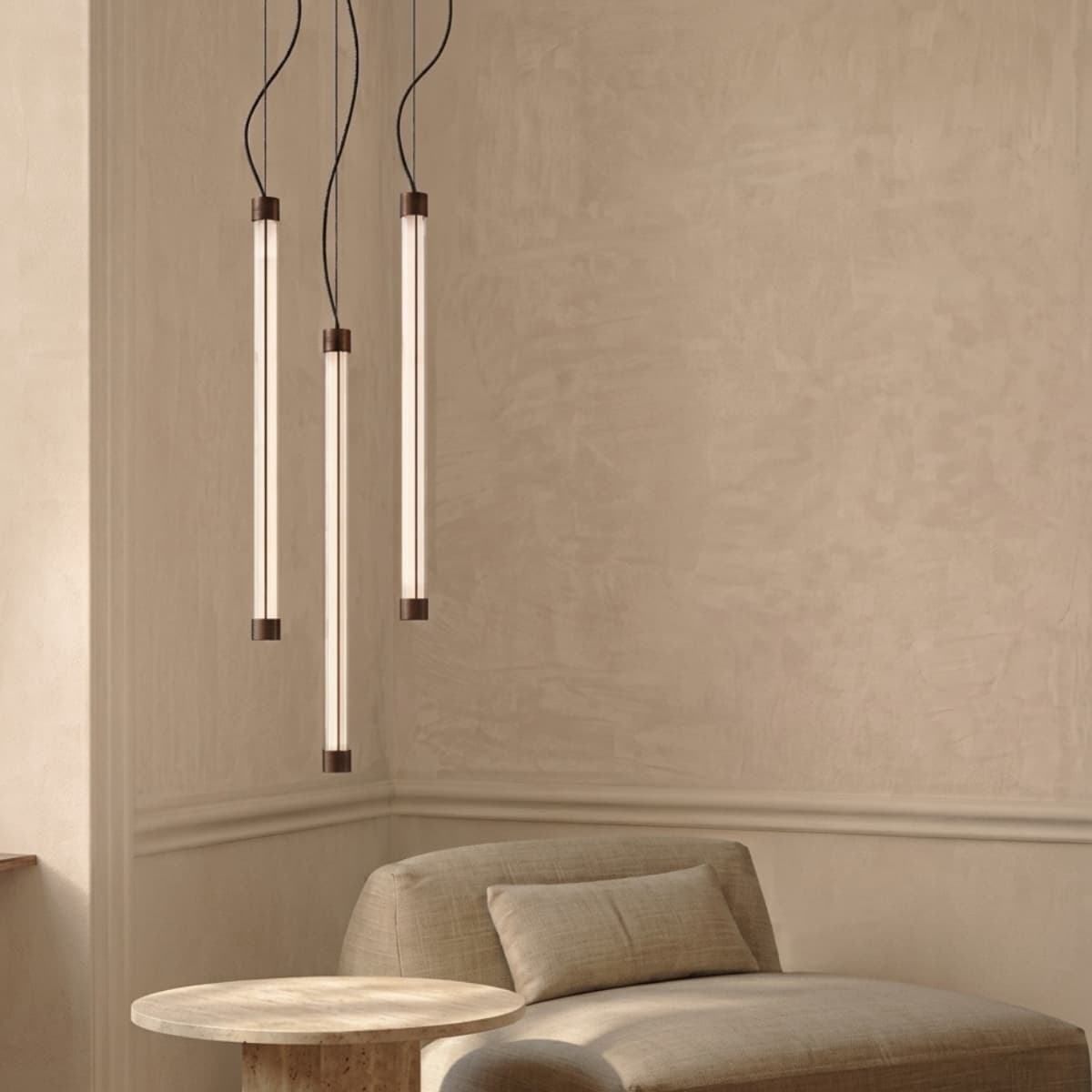 Pendant lamp TRANG 100 cm, brown, Thoro - 311313