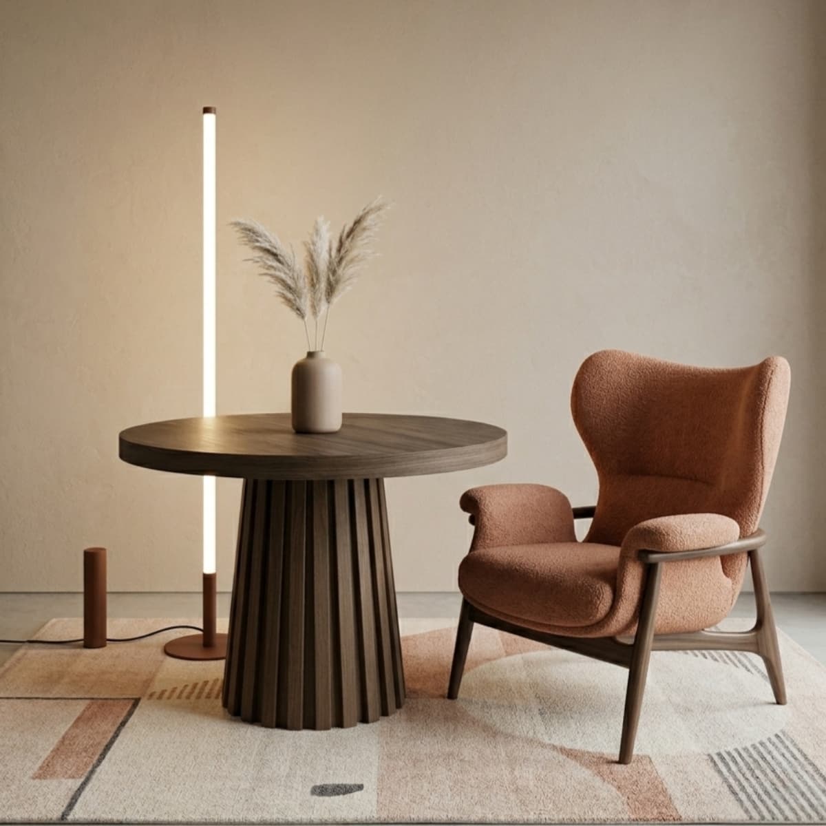 Floor lamp TRANG brown and white, Thoro - 311254