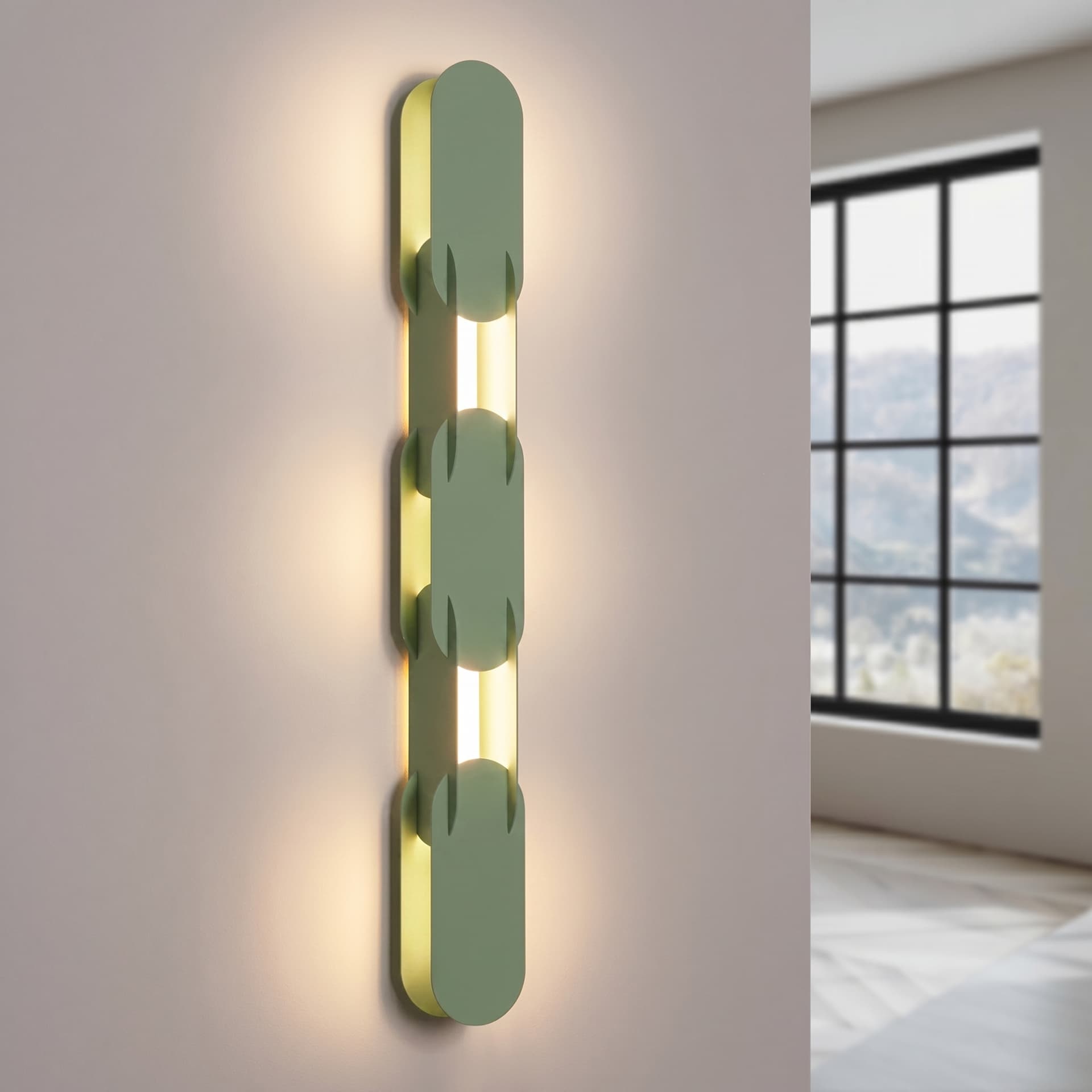 Wall lamp CHAIN 91 cm, sage green, Thoro - 310853