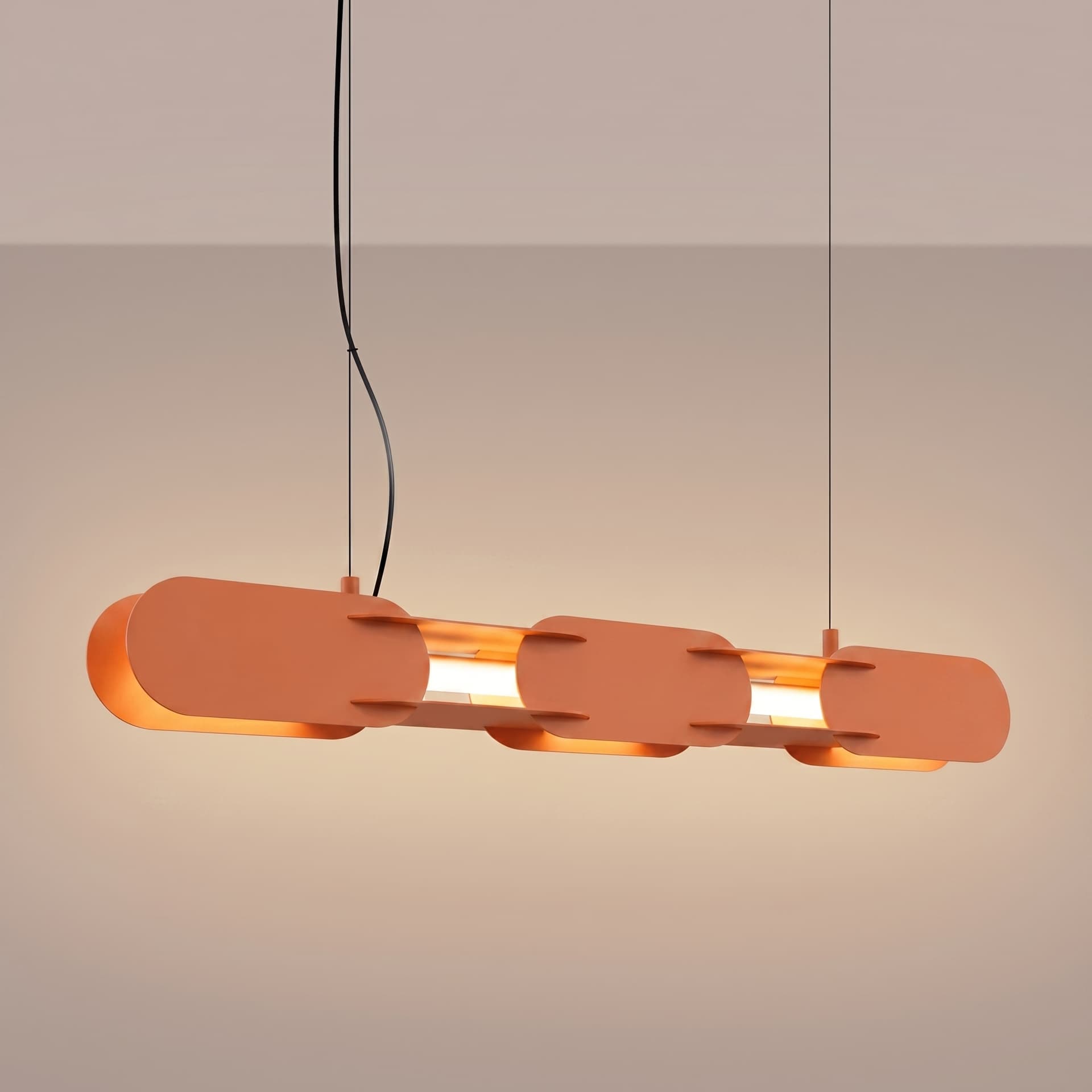 Pendant lamp CHAIN 91 cm, red ochre, Thoro - 310757