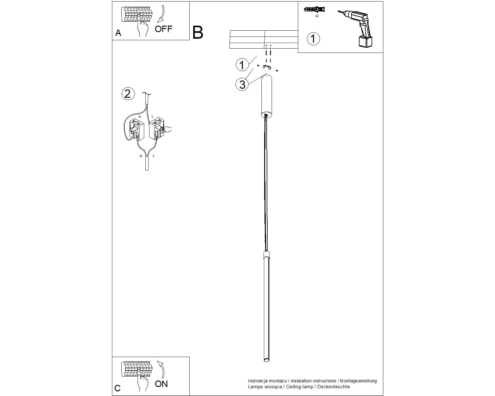 Pendant lamp TRANG 75 cm, blue, Thoro - 311998