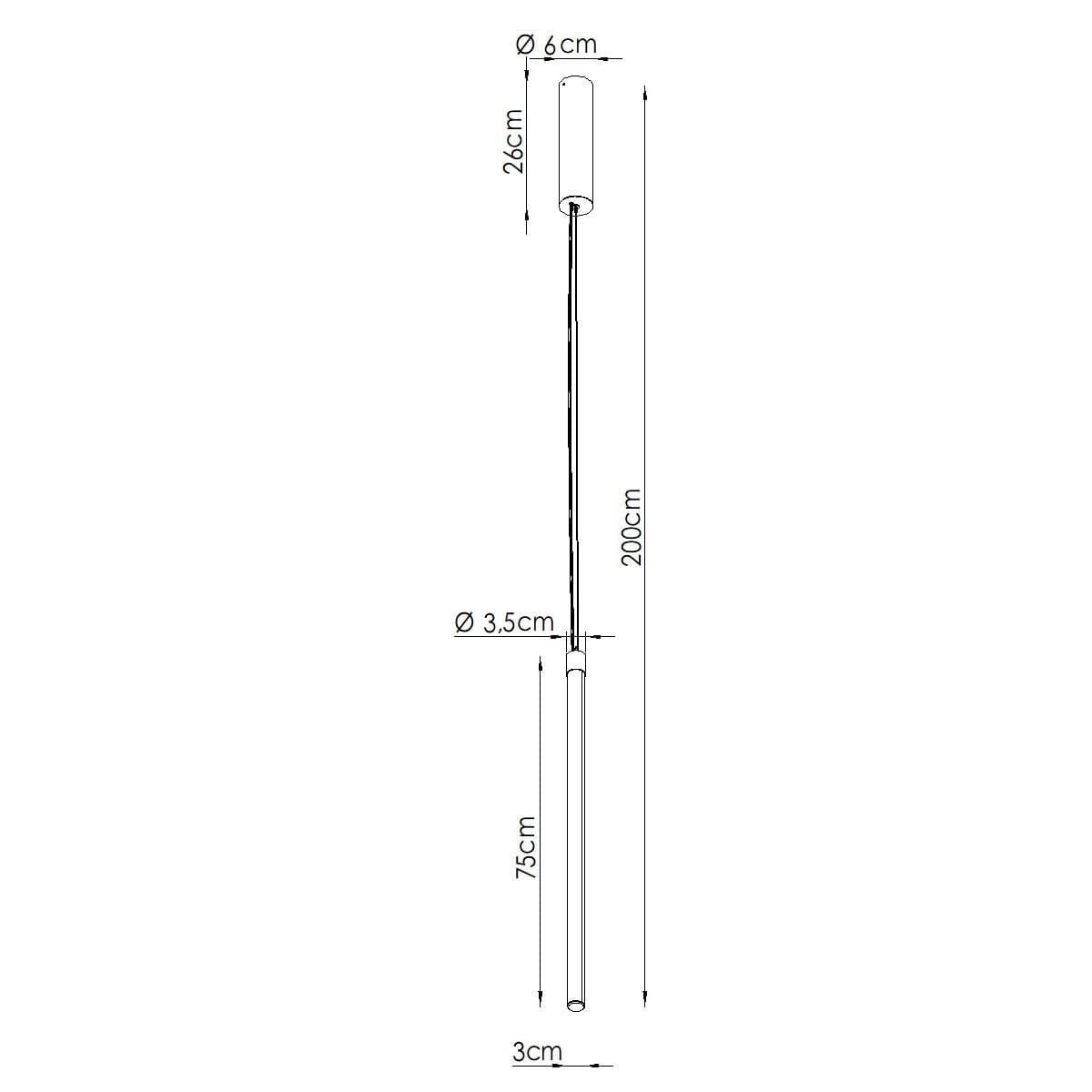 Pendant lamp TRANG 75 cm, black, Thoro - 311970