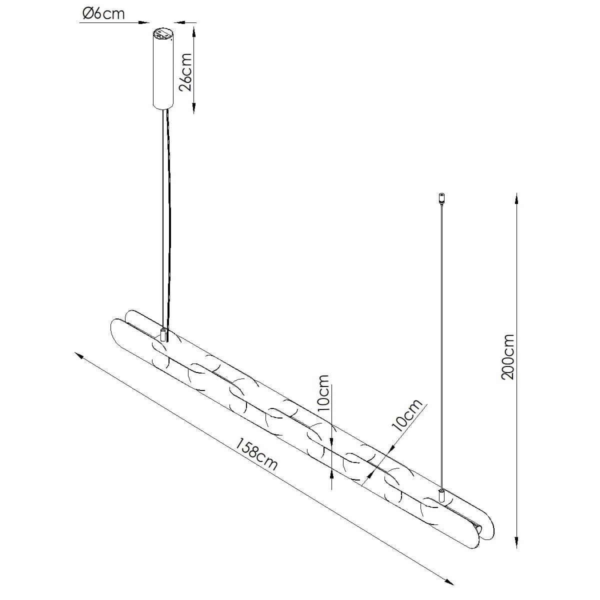 Pendant lamp CHAIN 158 cm, white, black, Thoro - 312861