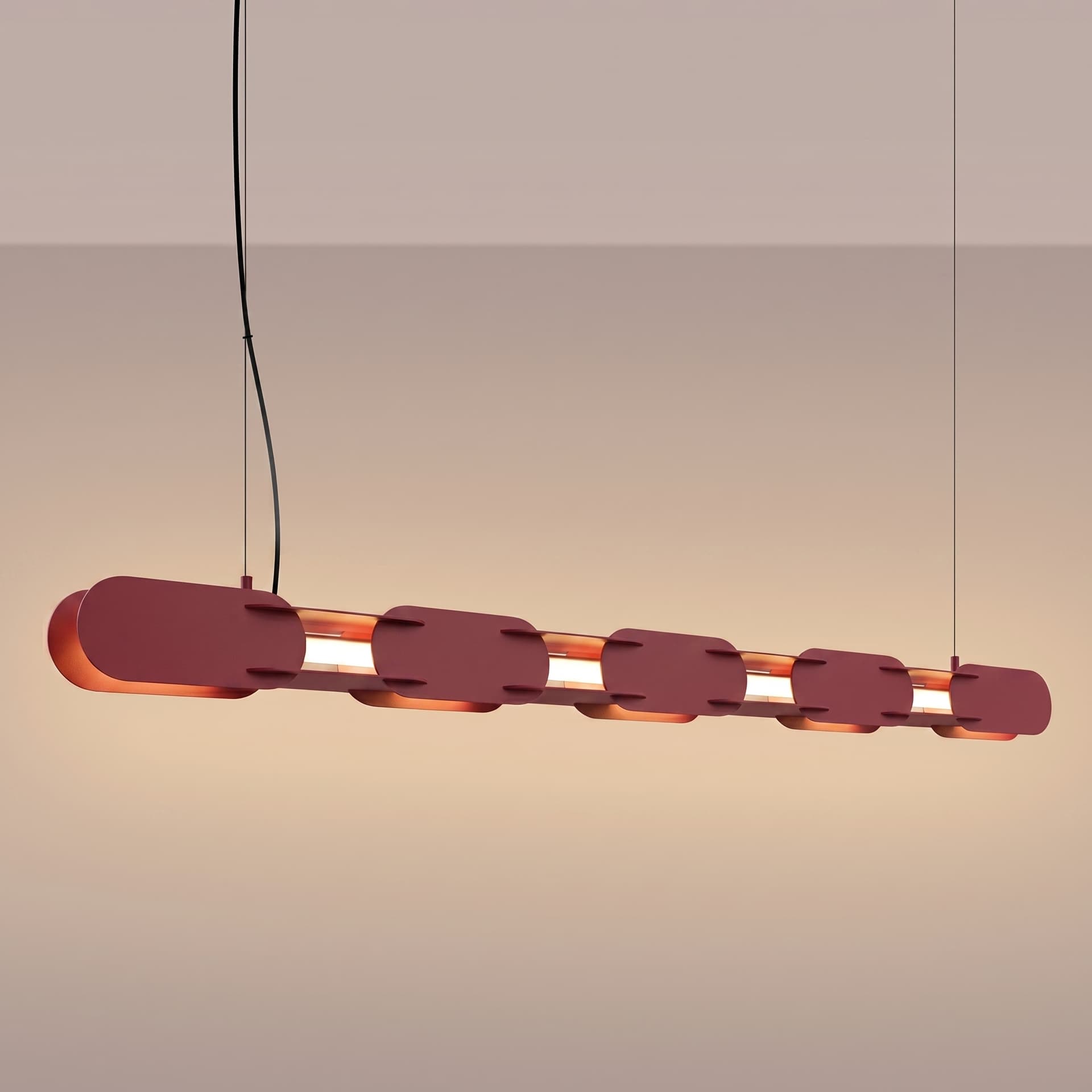 Pendant lamp CHAIN 158 cm, burgundy, black, Thoro - 312834
