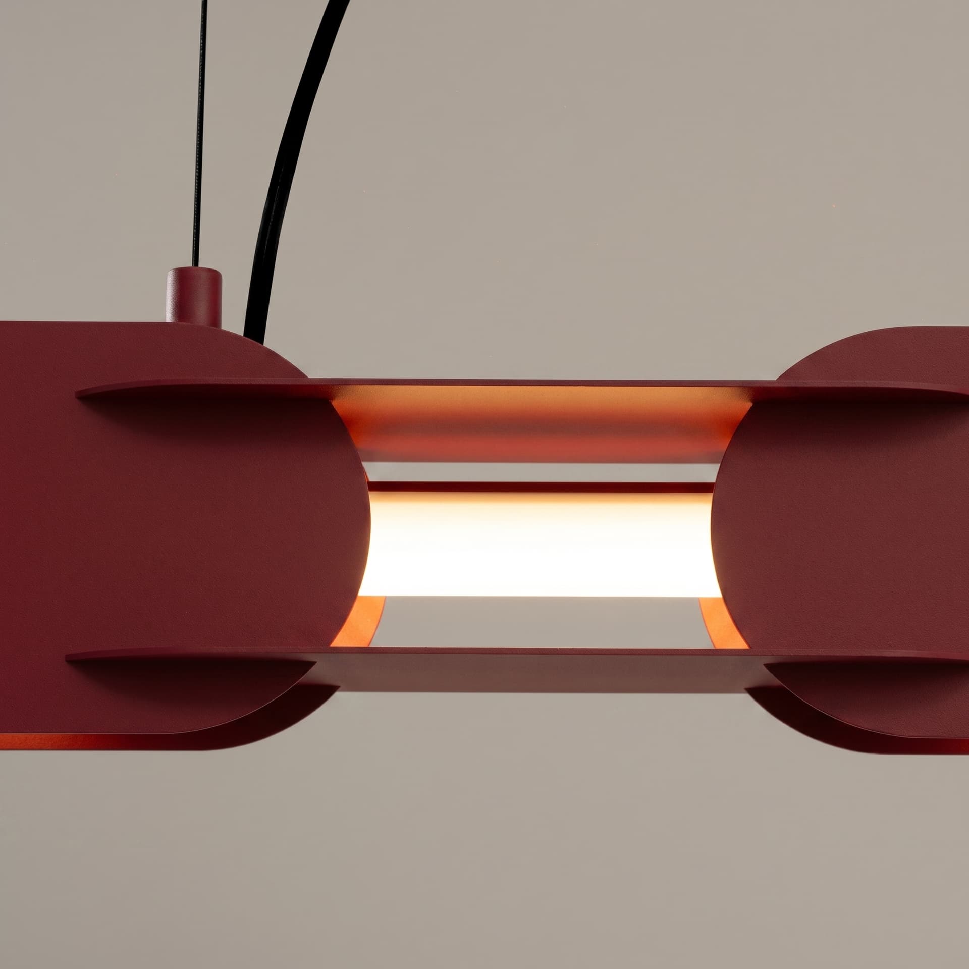 Pendant lamp CHAIN 158 cm, burgundy, black, Thoro - 312835