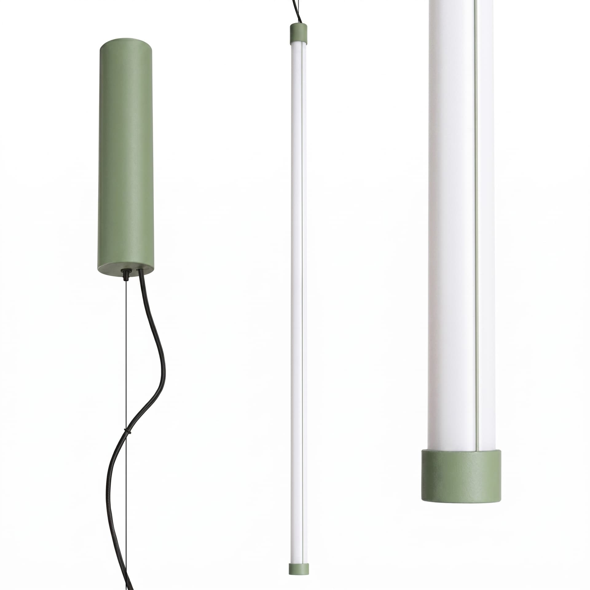 Pendant lamp TRANG 100 cm, sage green, white, black, Thoro - 312978