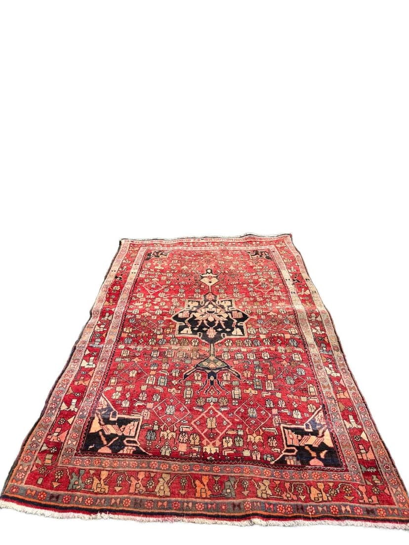 Rug Bidjar 205x135 cm, red, Kashmiri wool, Iran