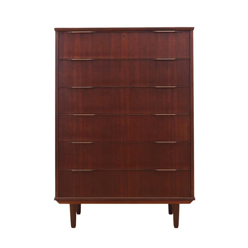 Chest of drawers, brown teak, Denmark, 1970s.