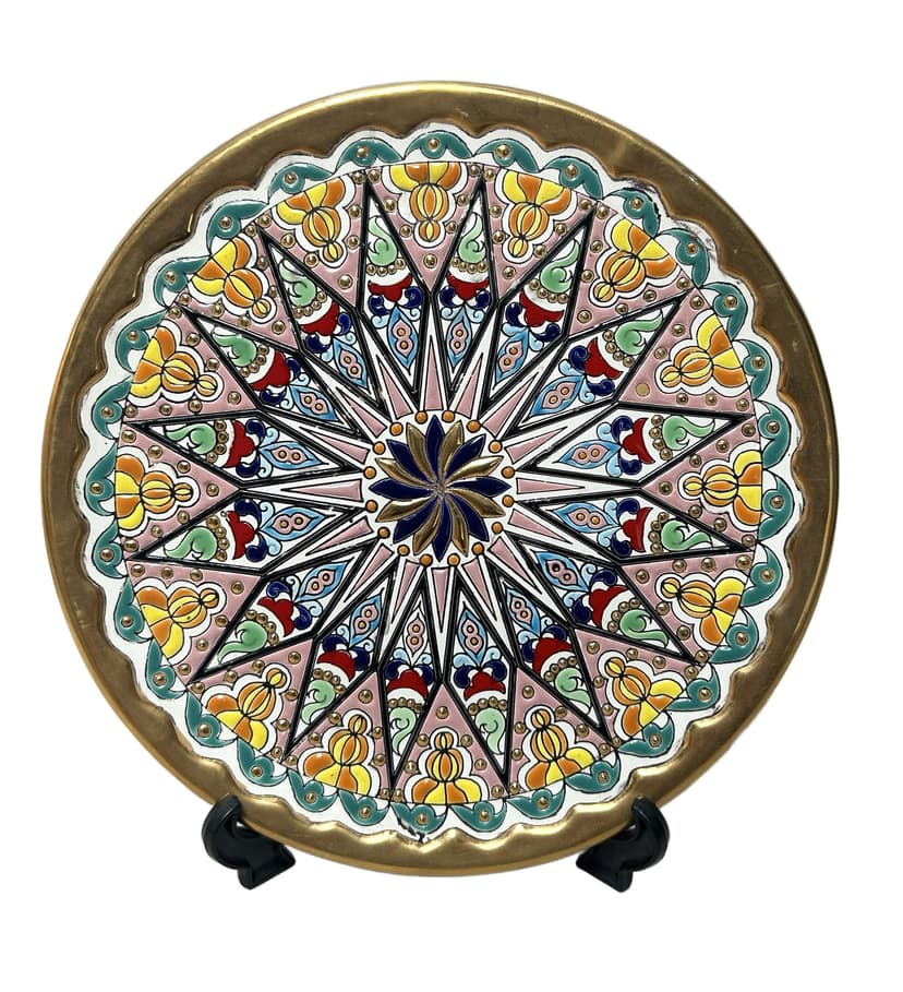Decorative plate, Artecer, multicolor ceramic, Spain, 1970s.