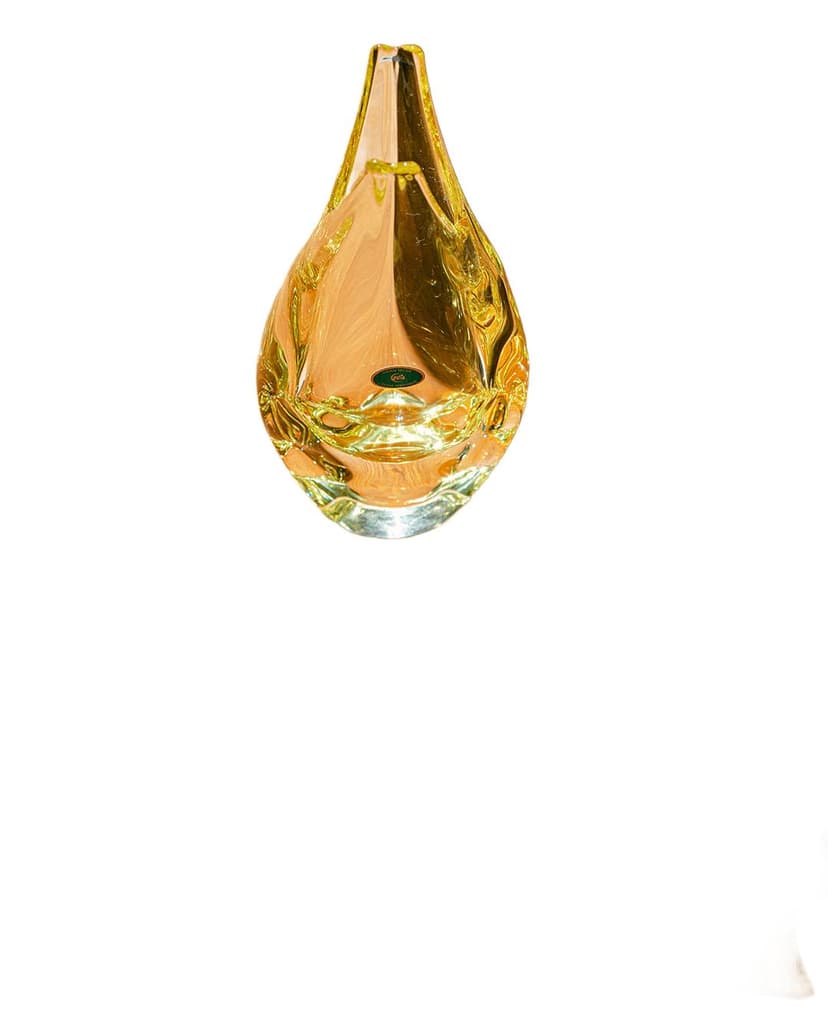 Vase, lime yellow, glass, by M. Klinger, Czech Republic, 1990s.