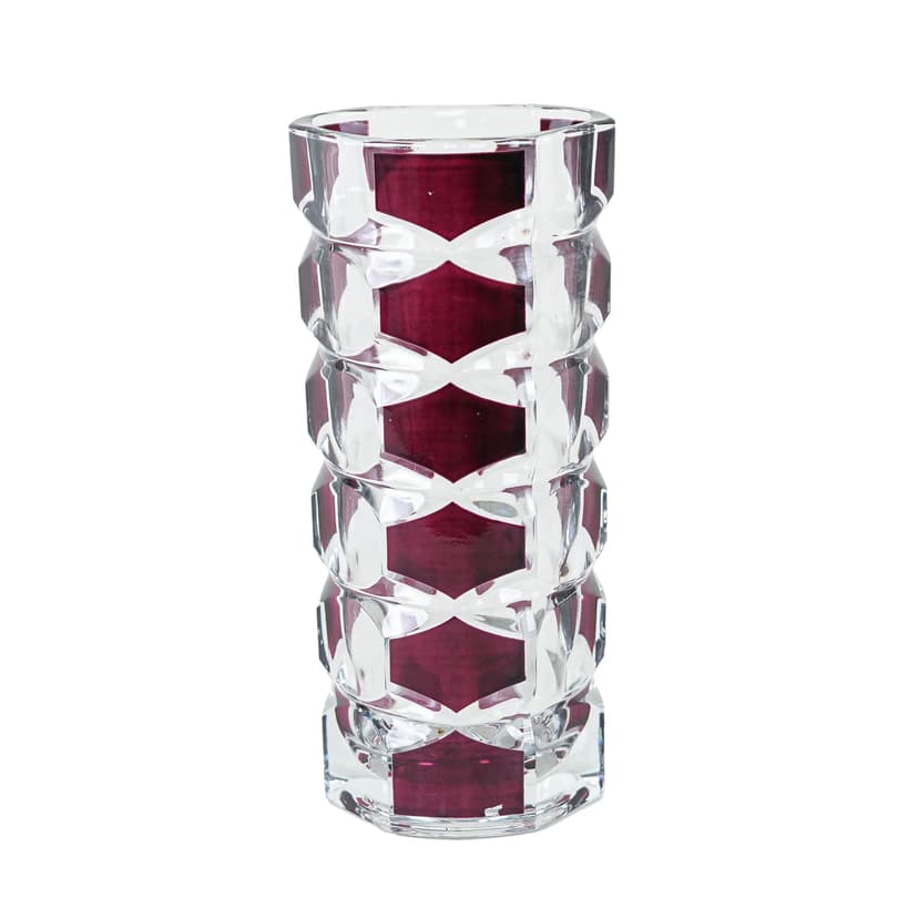 Vase Windsor, transparent pink glass, by J.G. Durand, Luminarc, France, 1970s.