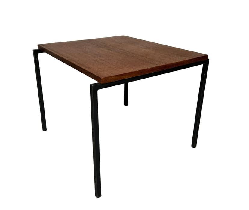 Side table, brown teak, black metal, 1970s.