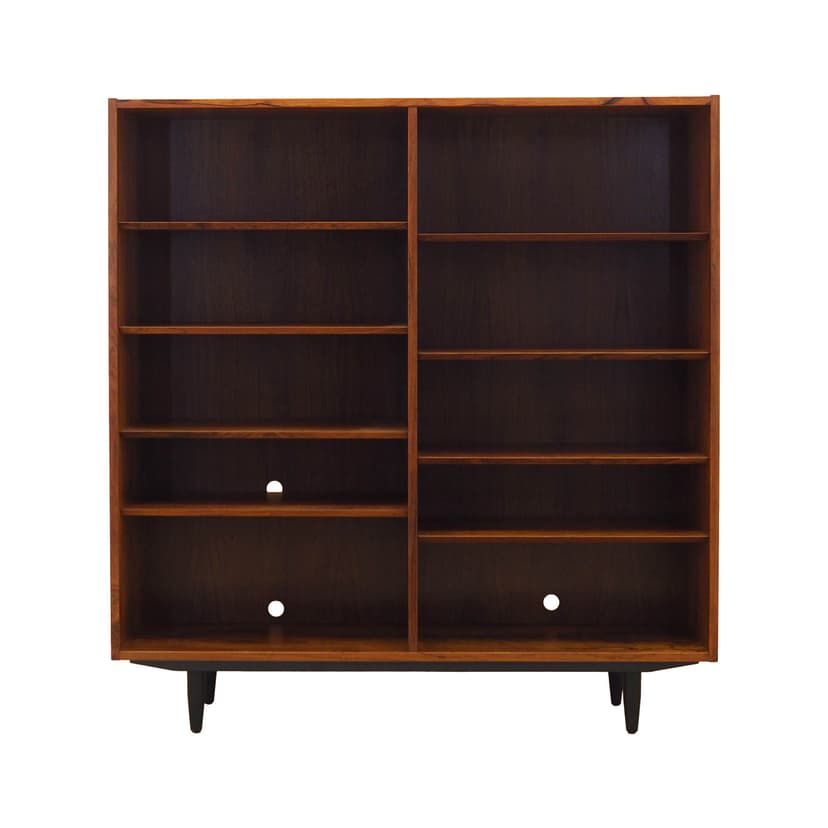 Bookcase, brown rosewood, black wood, Hundevad&Co., Denmark, 1970s.