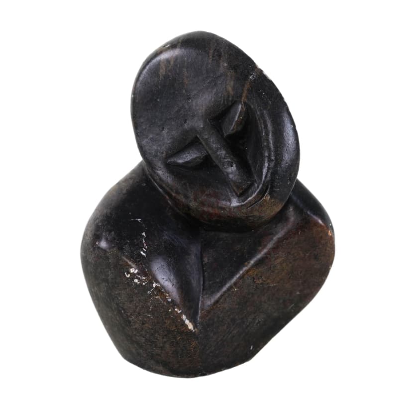 Abstract sculpture, graphite brown red stone, Denmark, 1980s.