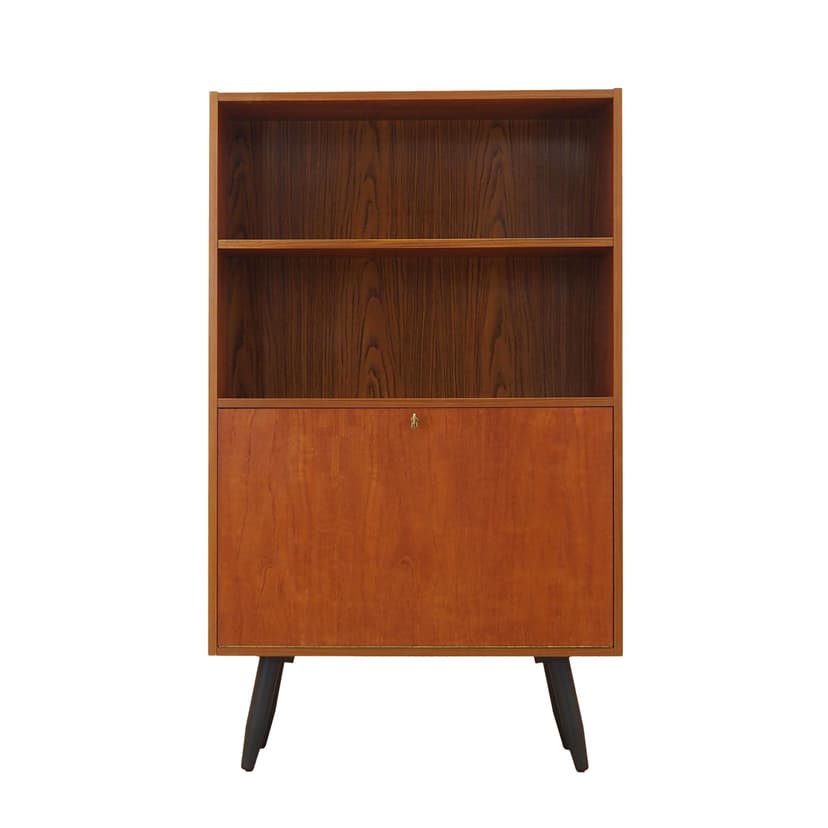 Bookcase, brown teak, black wood, Denmark, 1970s.