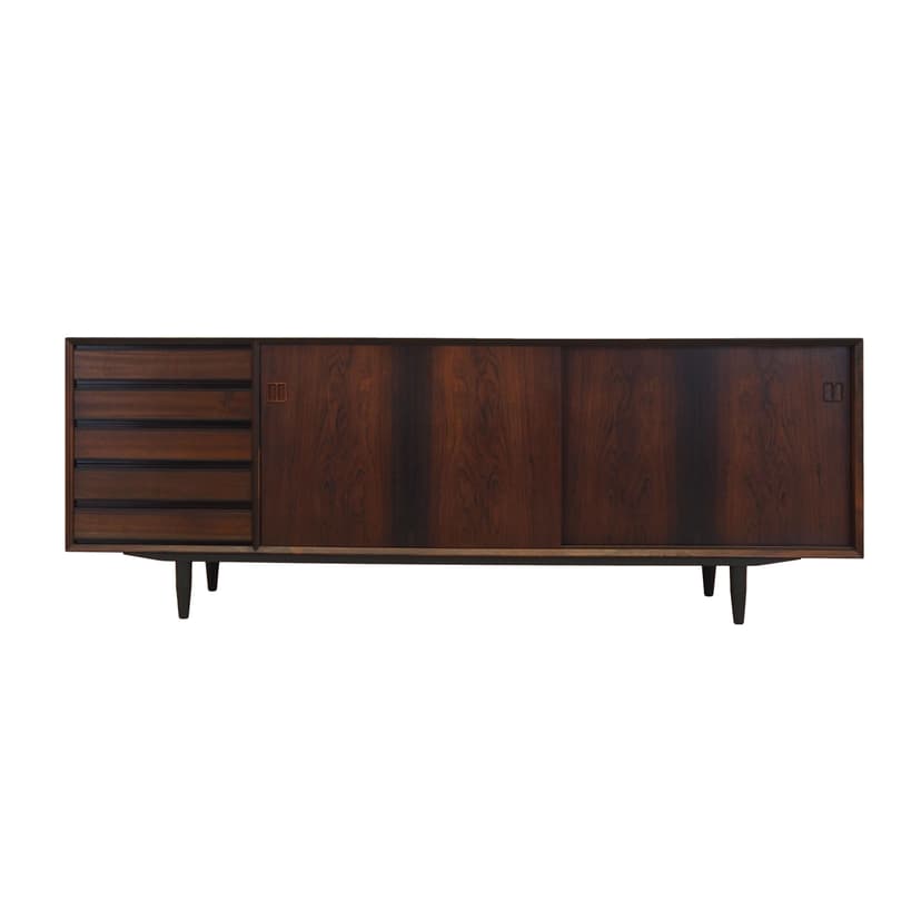 Sideboard, brown rosewood, black wood, Denmark, 1970s.
