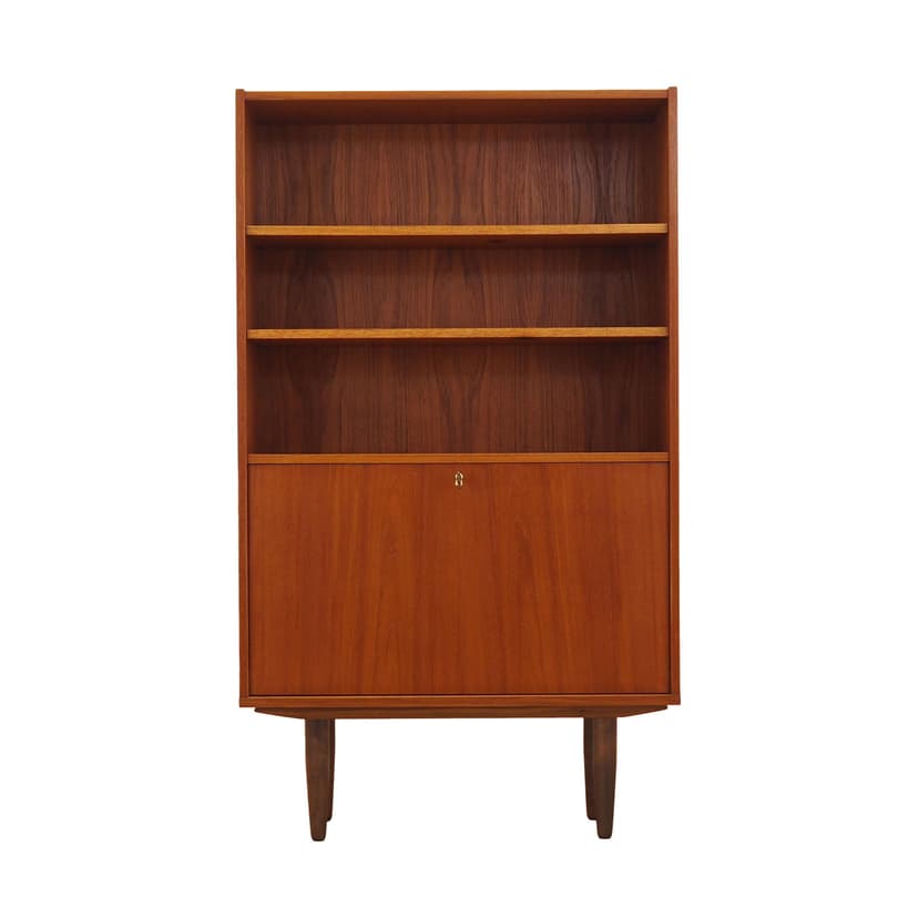Bookcase, brown teak, brown wood, Denmark, 1970s.