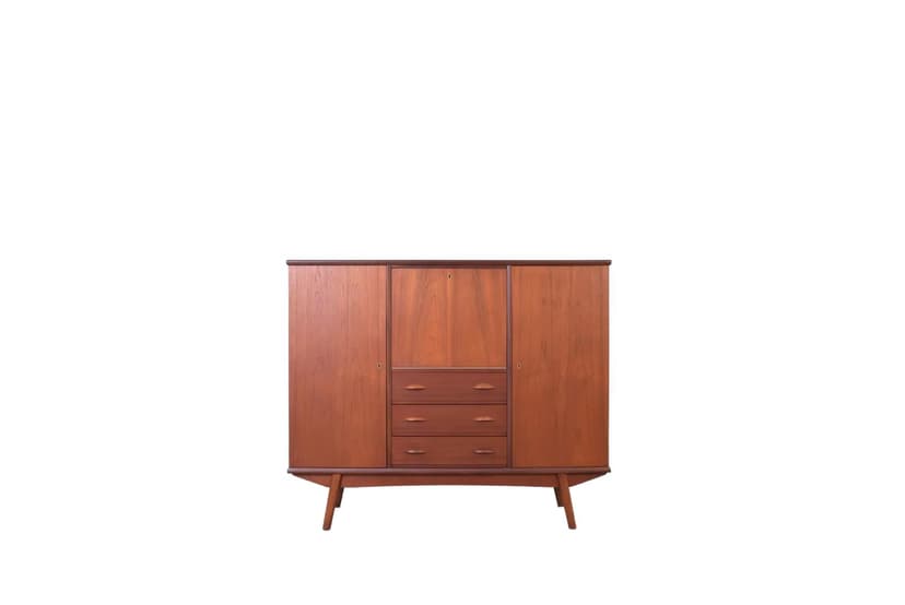 Highboard, brown, teak, Denmark, 1960s.