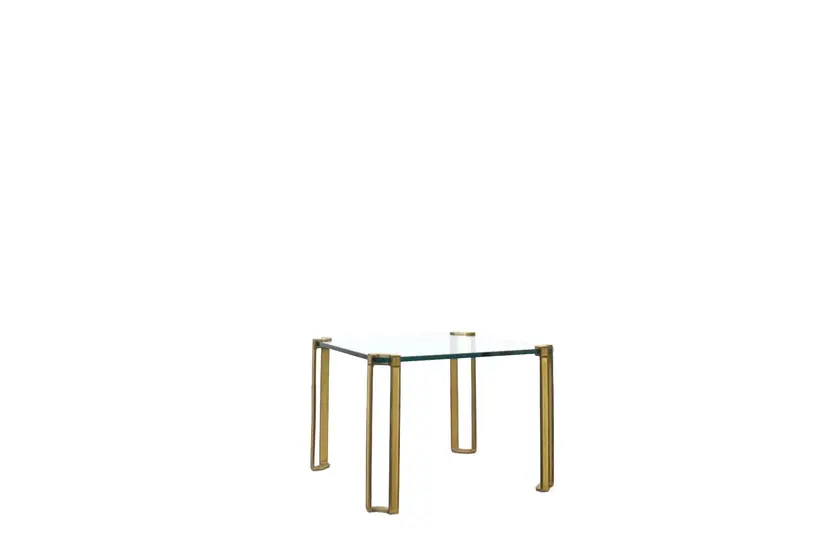 Coffee Table, transparent glass, gold brass, by P. Ghyczy, Netherlands, 1970s
