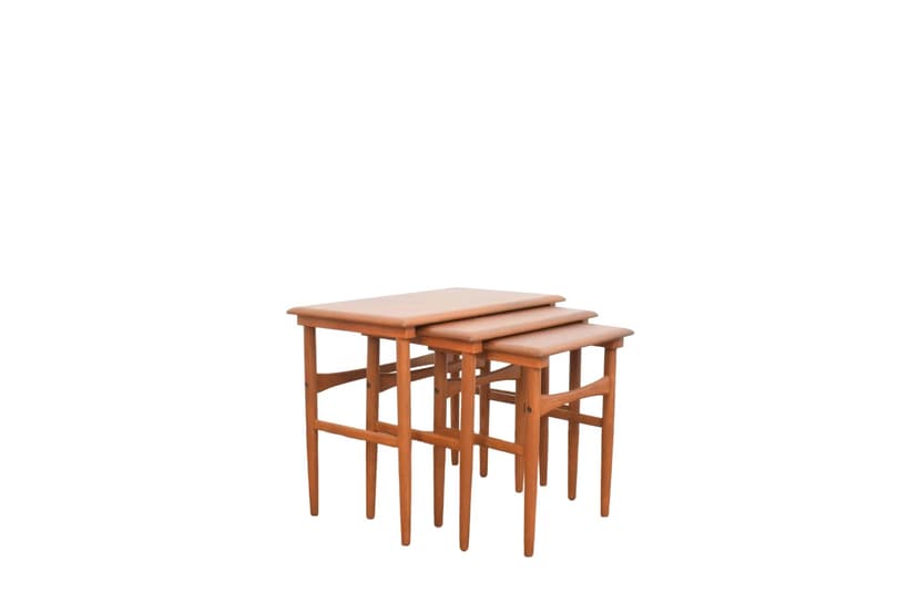 Set of three side tables, brown teak, Denmark, 1960s.